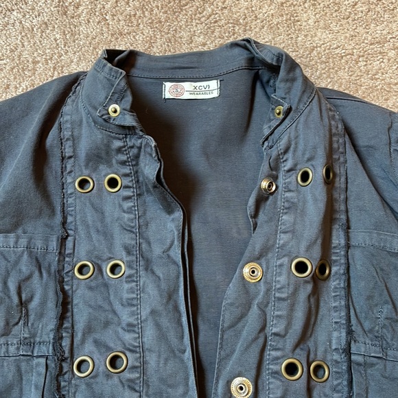 Navy blue jacket by XCVI with bronze gold hardware , stylish , size s - Picture 2 of 6
